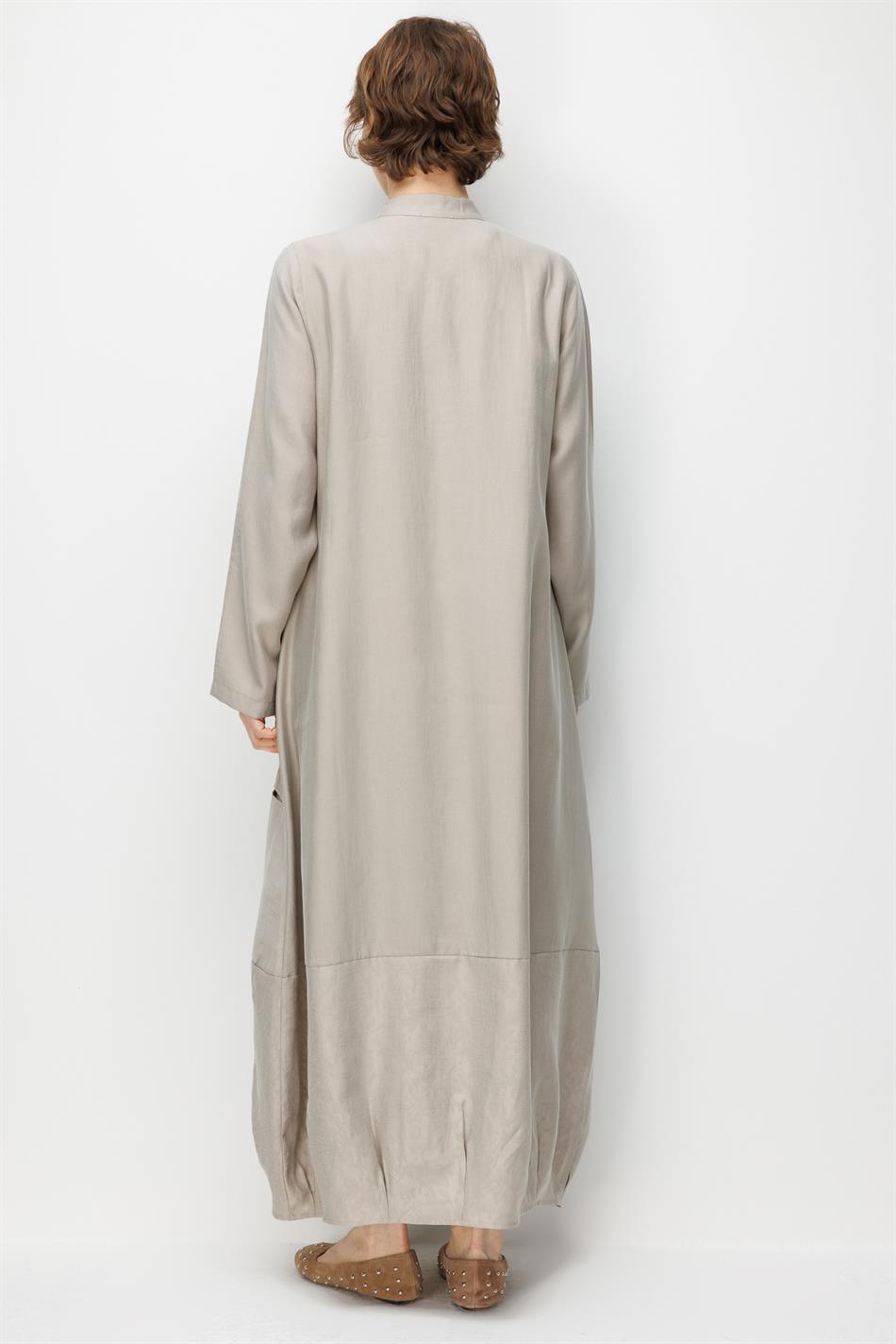 %80 Doğal LyoCELL Dökümlü Soft Hissiyatlı Ara Desen Süslemeli Kap Ferace-Taş