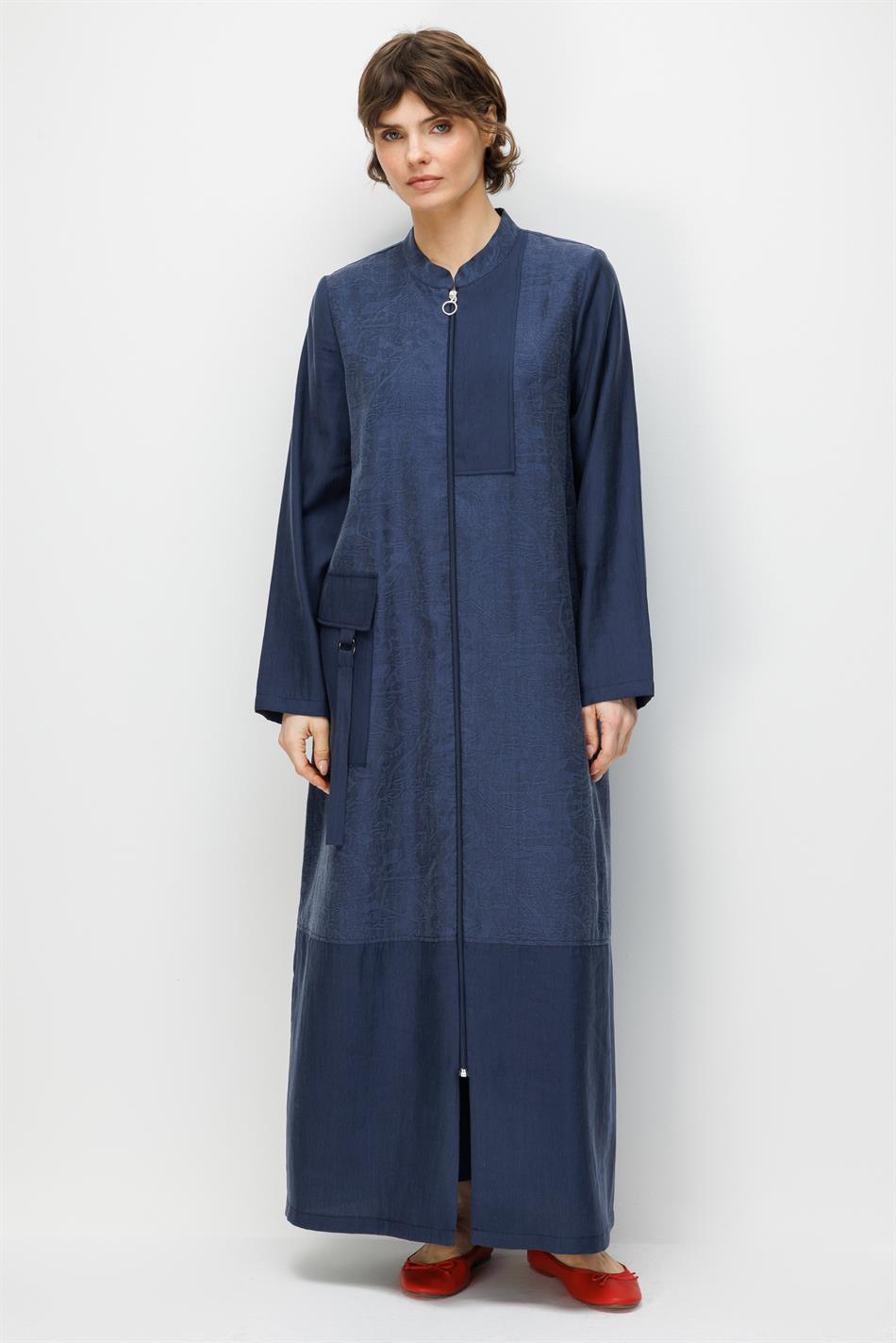 %80 Doğal LyoCELL Dökümlü Soft Hissiyatlı  Ara Desen Cep ve Garni Detaylı Kap Ferace-Laci