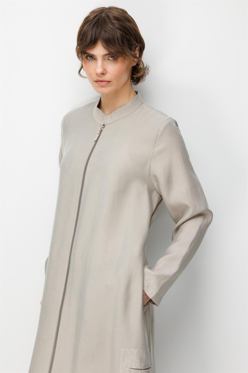 %80 Doğal LyoCELL Dökümlü Soft Hissiyatlı Ara Desen Süslemeli Kap Ferace-Taş