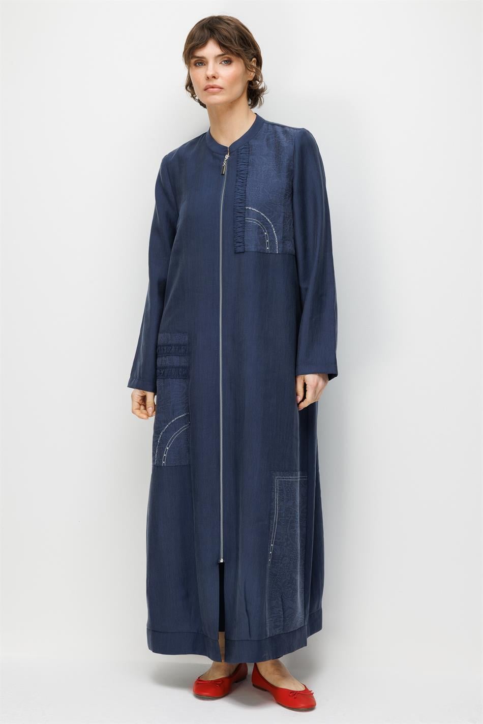 %80 Doğal LyoCELL Dökümlü Soft Hissiyatlı Ara Desen Süslemeli Kap Ferace-Laci