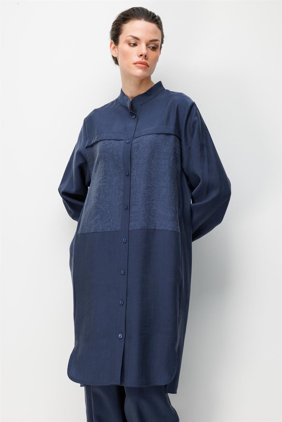 %80 Doğal LyoCELL Dökümlü Soft Hissiyat  Ön Beden Özel Dokuma Desen Pantalon ve Maxi Tunik Takım-Laci