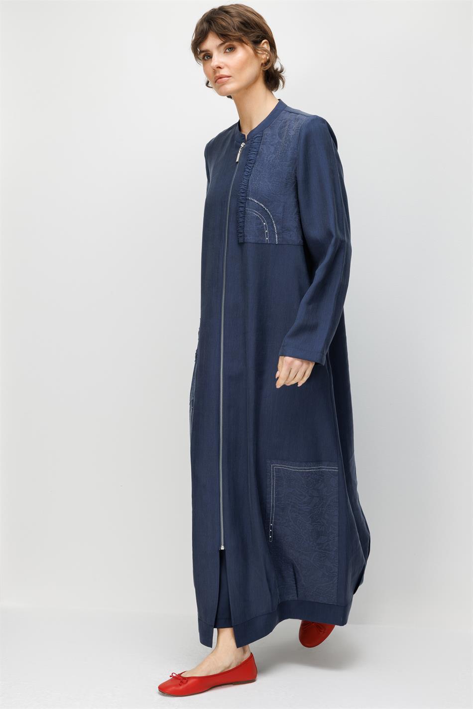 %80 Doğal LyoCELL Dökümlü Soft Hissiyatlı Ara Desen Süslemeli Kap Ferace-Laci