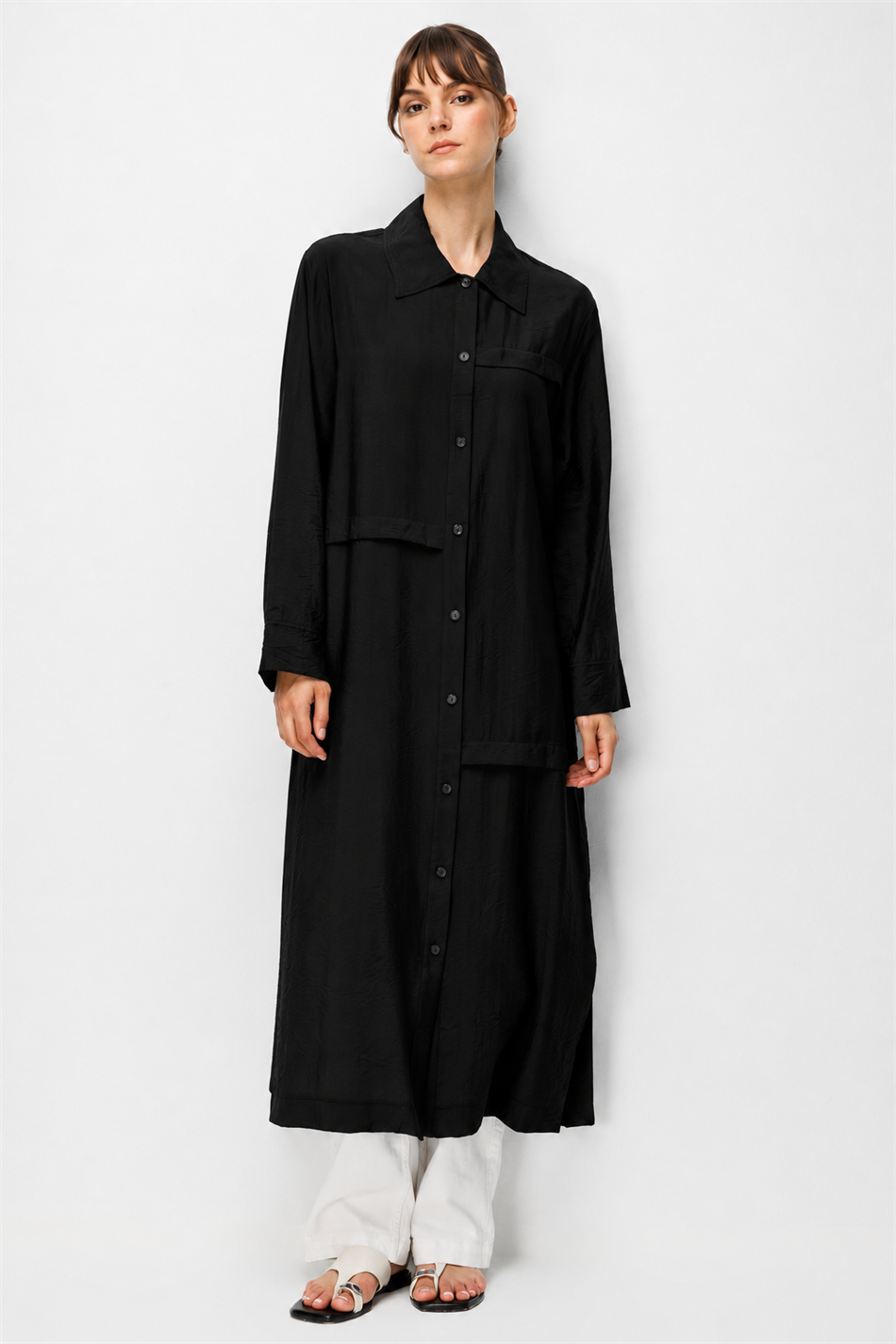85% LyoCELL Goldy Kat Aller Detailed Sport Maxi Tunic - Black