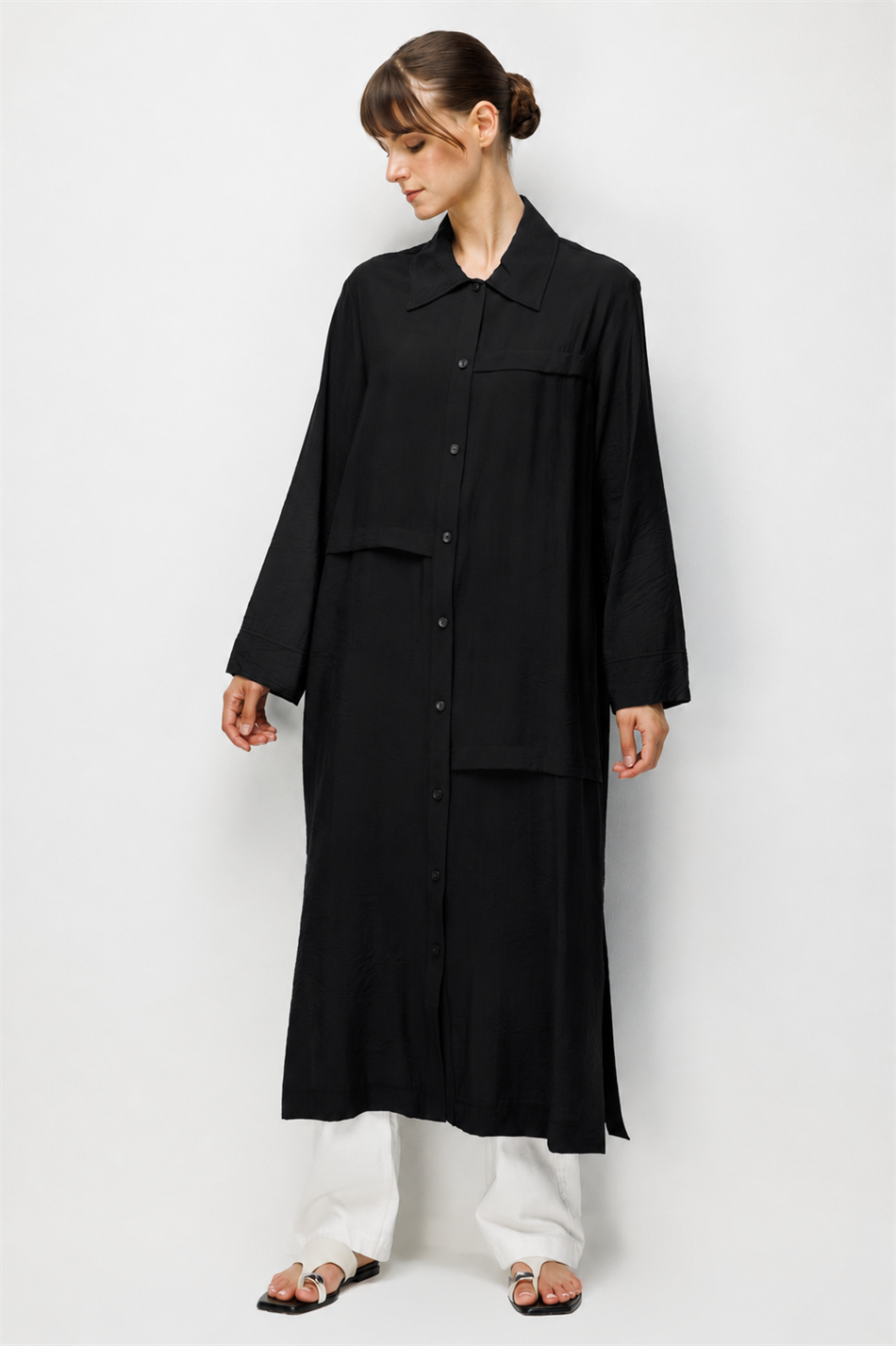 85% LyoCELL Goldy Kat Aller Detailed Sport Maxi Tunic - Black