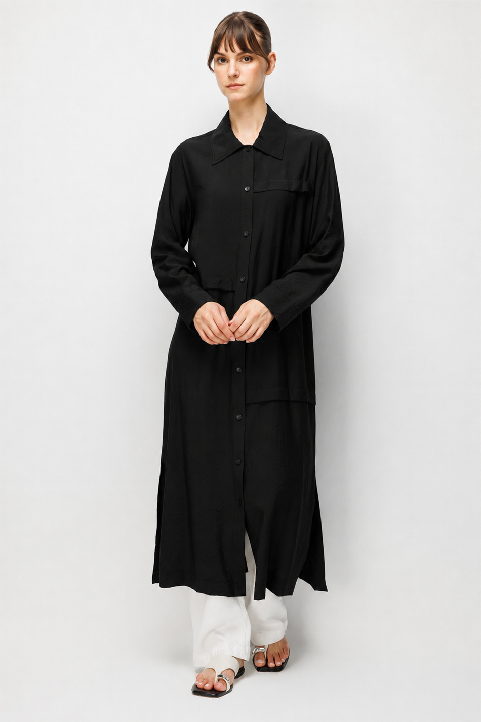 85% LyoCELL Goldy Kat Aller Detailed Sport Maxi Tunic - Black