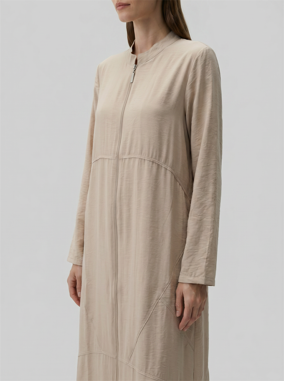 85% LyoCELL Goldy Contrasting Stitch Detail Abaya - Stone