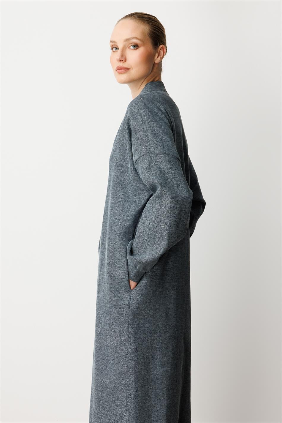 95% Cotton Content Knitted (cardigan/coat) Abaya - Black