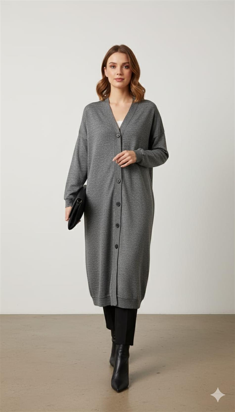 %95 Pamuk İçerik Örme ( hırka/ kap ) Ferace-Siyah