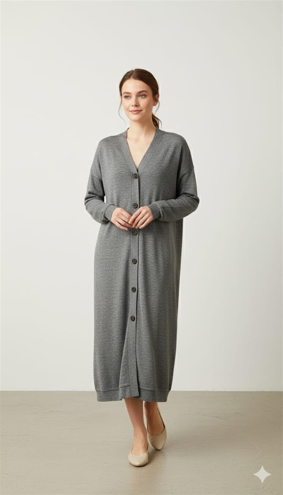 %95 Pamuk İçerik Örme ( hırka/ kap ) Ferace-Siyah