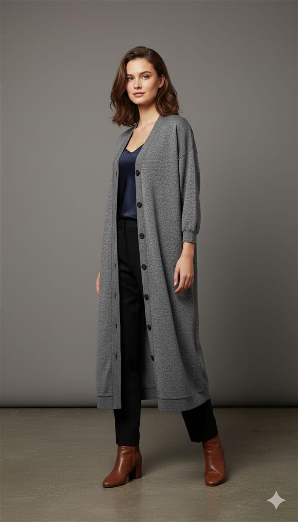 %95 Pamuk İçerik Örme ( hırka/ kap ) Ferace-Siyah