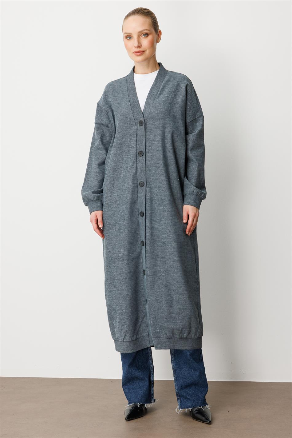 95% Cotton Content Knitted (cardigan/coat) Abaya - Black