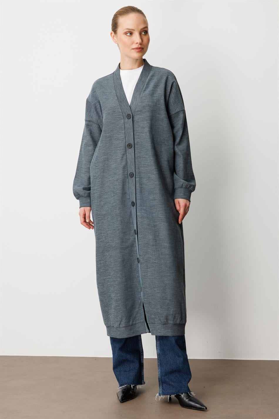 95% Cotton Content Knitted (cardigan/coat) Abaya - Black