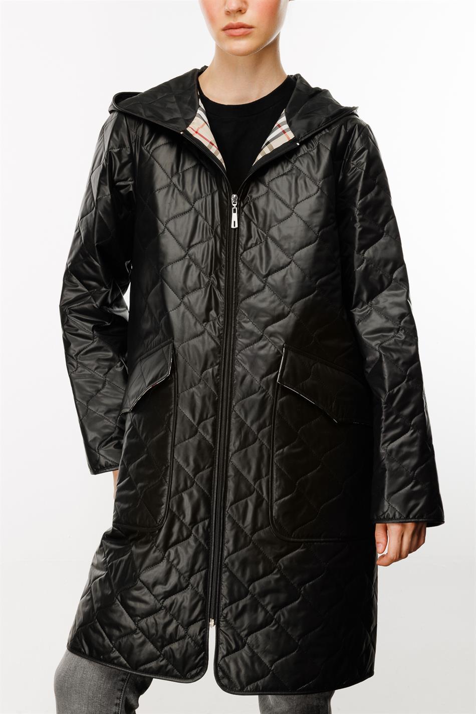 A+ Speciale afgewerkte geweven trenchcoat voor de lente - Zwart