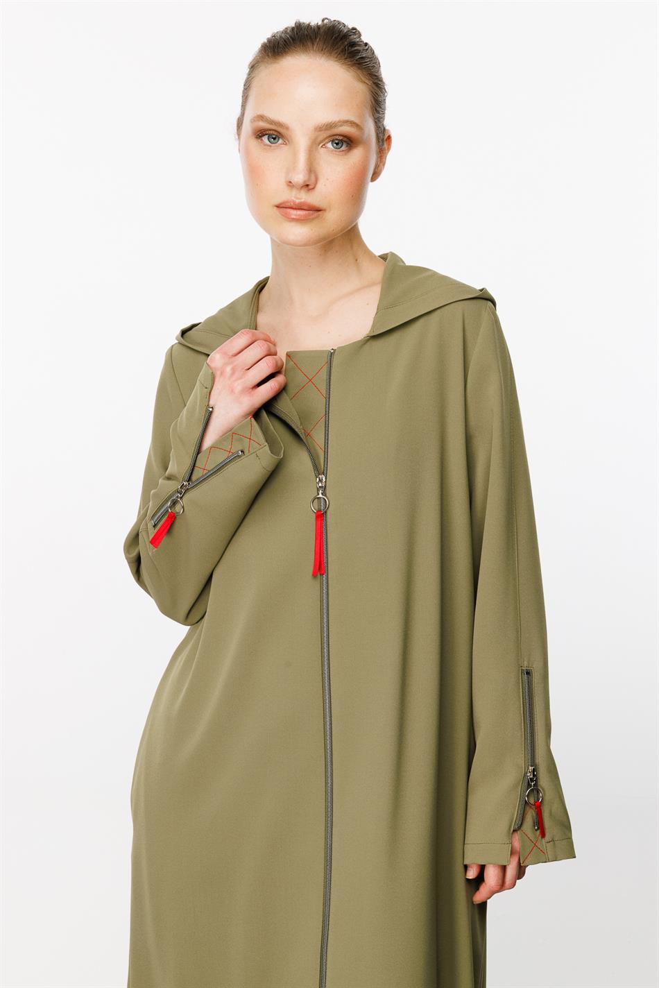 ALL Garni ve Dikiş Detaylı Özel Dokuma Kumaş Zor Kırışan Nefes Alan Spor Kap-Haki