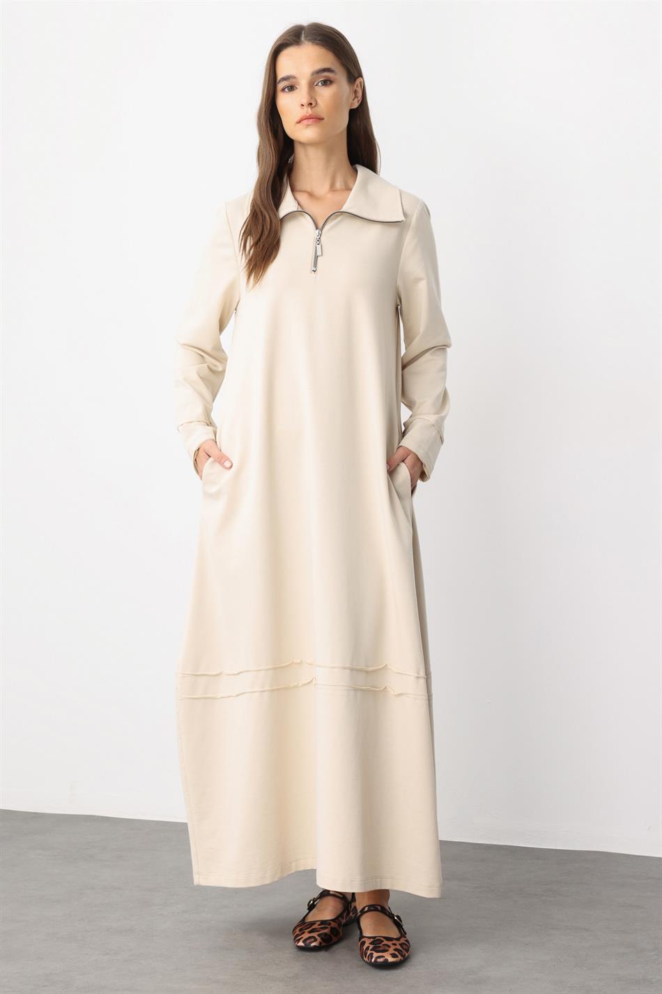 Aller Detailliertes Strickkleid aus Baumwollmischgewebe mit Drapierung - Stein
