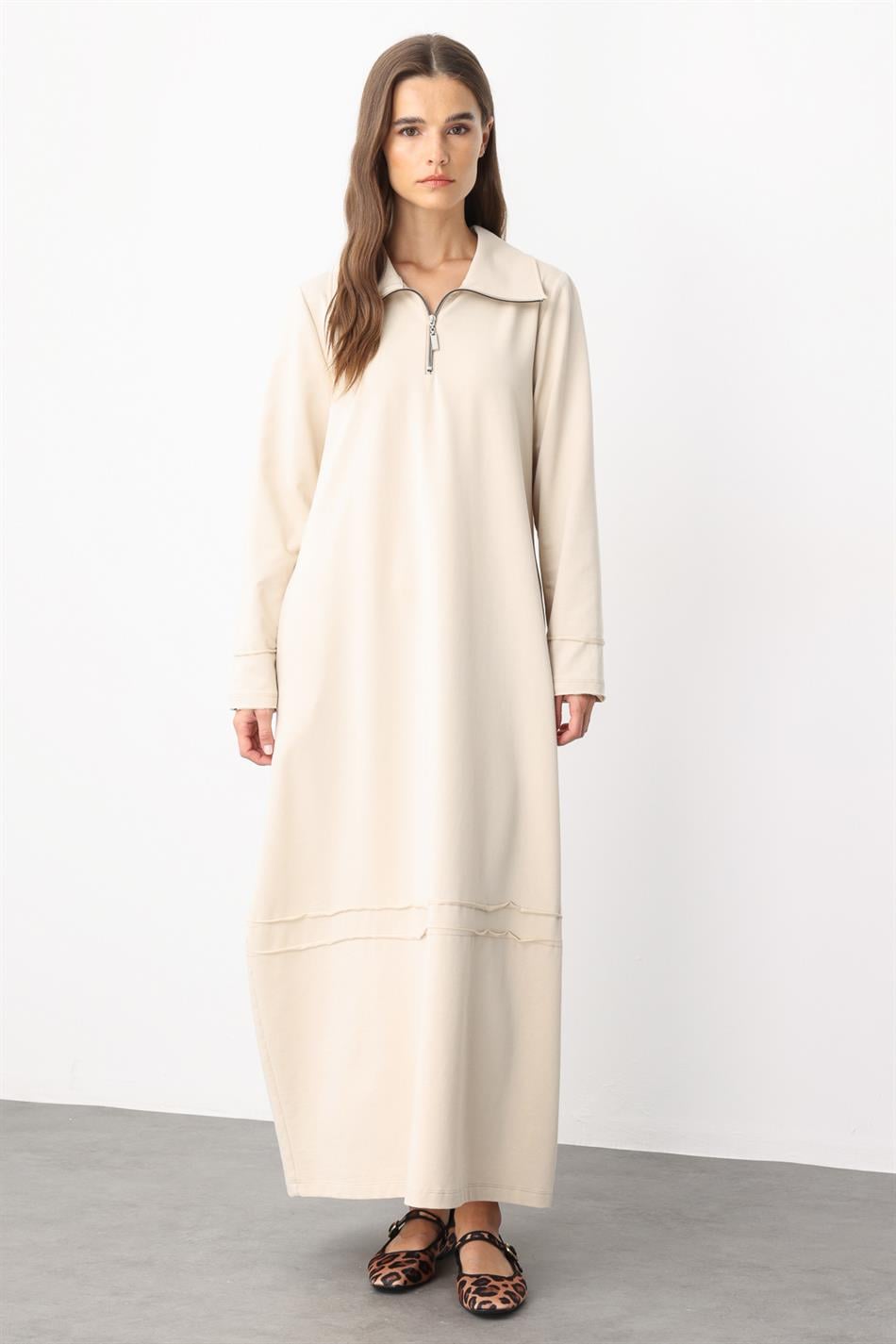 Aller Detailliertes Strickkleid aus Baumwollmischgewebe mit Drapierung - Stein