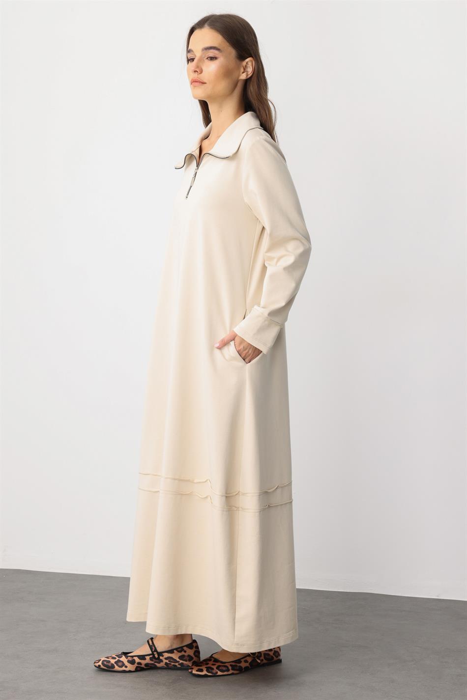 Aller Detailliertes Strickkleid aus Baumwollmischgewebe mit Drapierung - Stein