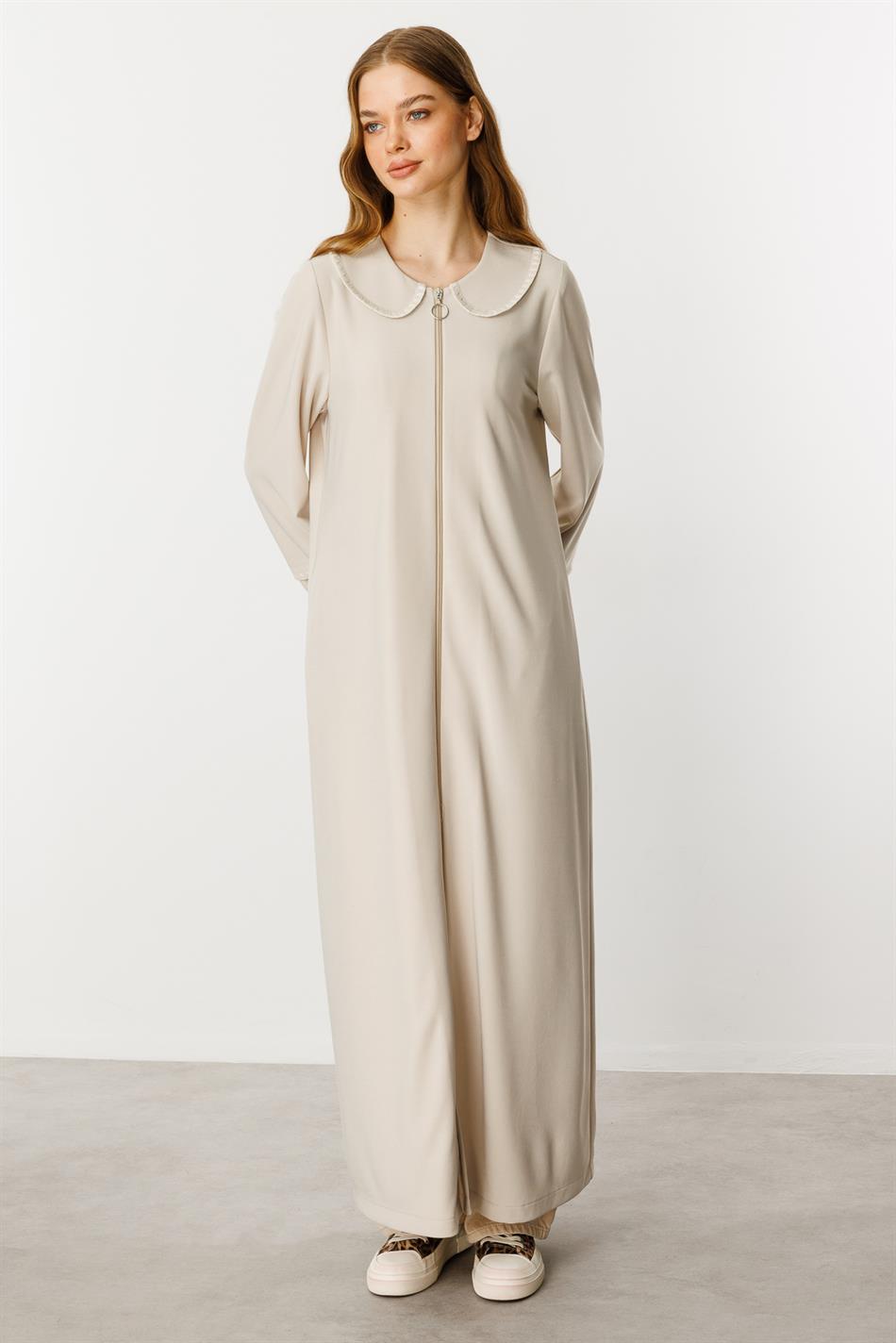 Körpə Naxışlı Draped İncə Parça Trench Palto-Cape-Cape-Stone