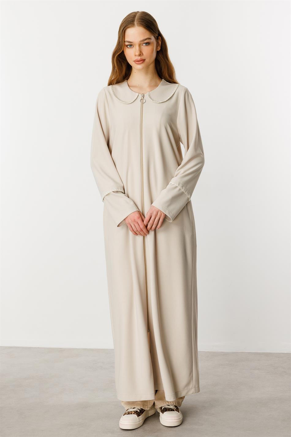 Körpə Naxışlı Draped İncə Parça Trench Palto-Cape-Cape-Stone