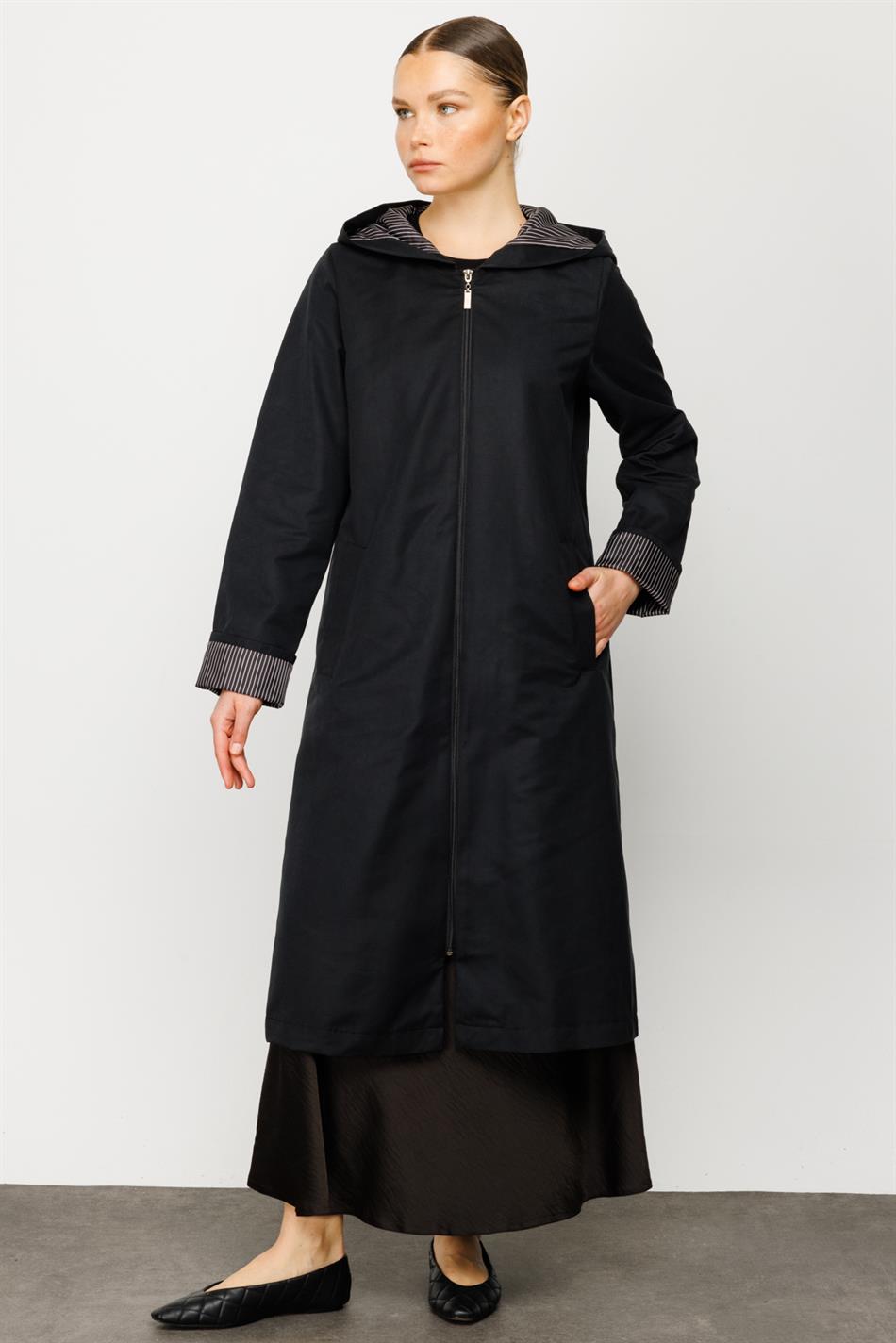 BBRY Parça MRN Trench Palto - Qara