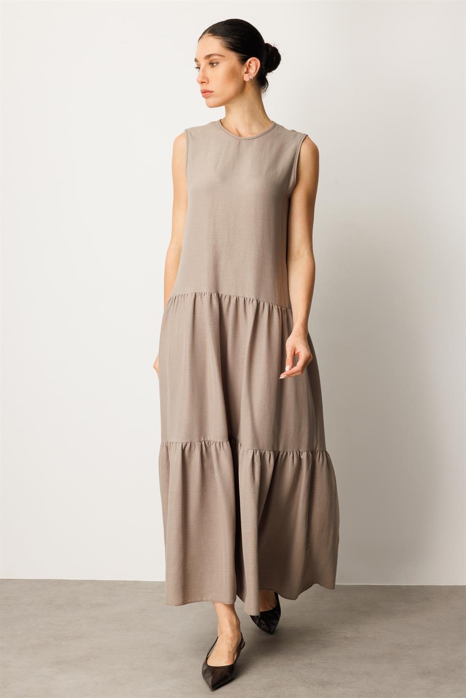 Ceket ve İç Jile Kombin İpekçe Elbise Ferace-Vizon