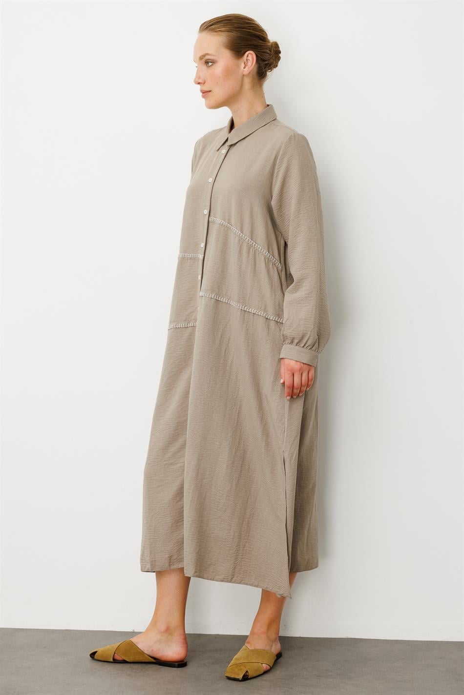 Chooban-Stickerei-Details Seidenstoff Bequeme Cape Abaya - Nerz