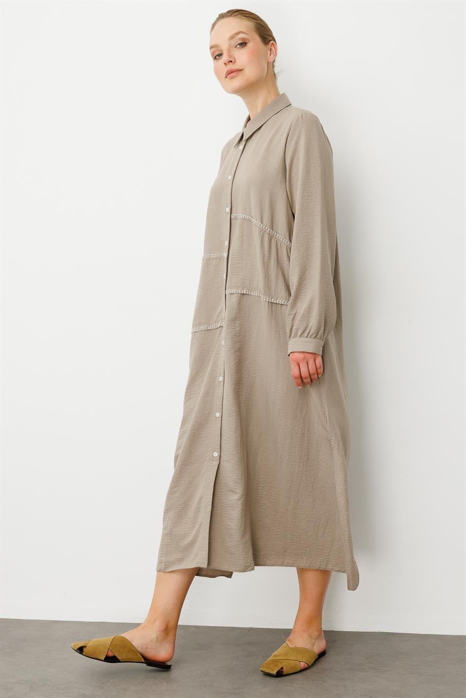 Chooban-Stickerei-Details Seidenstoff Bequeme Cape Abaya - Nerz