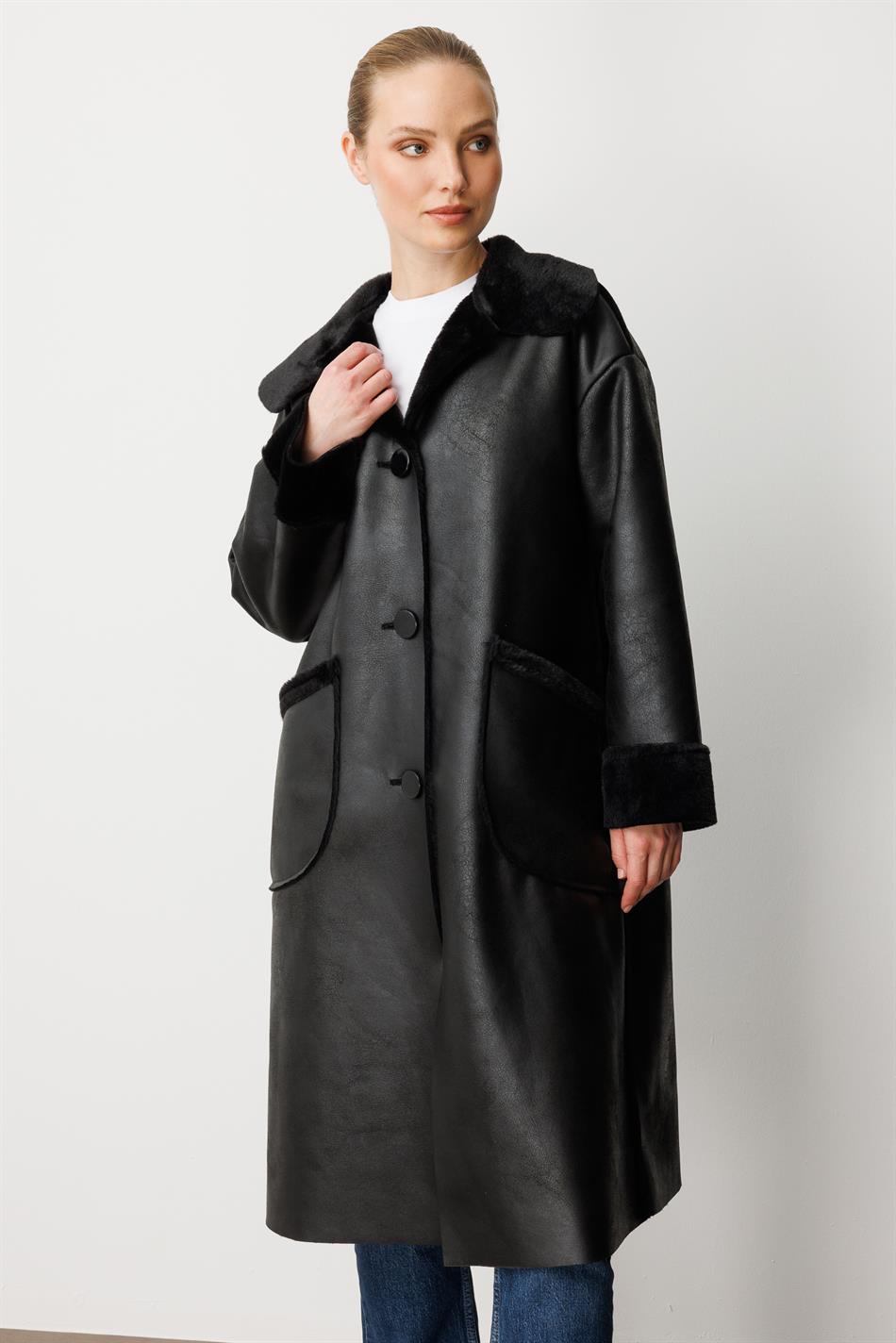 Tijdloze lichtgewicht dubbelzijdige jas - zwart