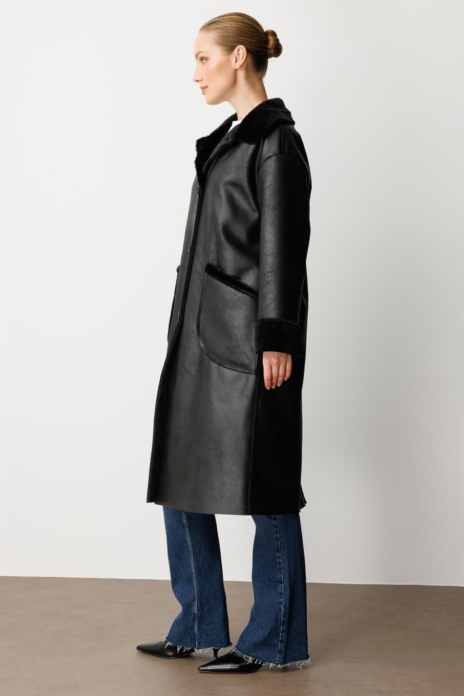 Tijdloze lichtgewicht dubbelzijdige jas - zwart