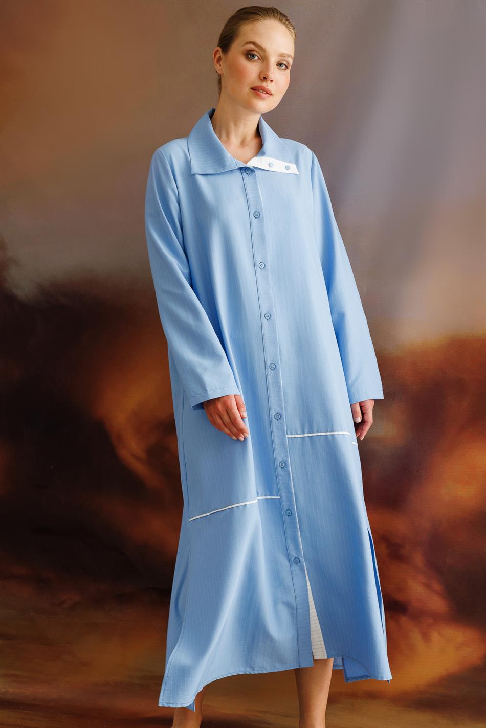 Jurk met strepen, sportief design, gemaakt van fijn geweven stof - cape-blauw