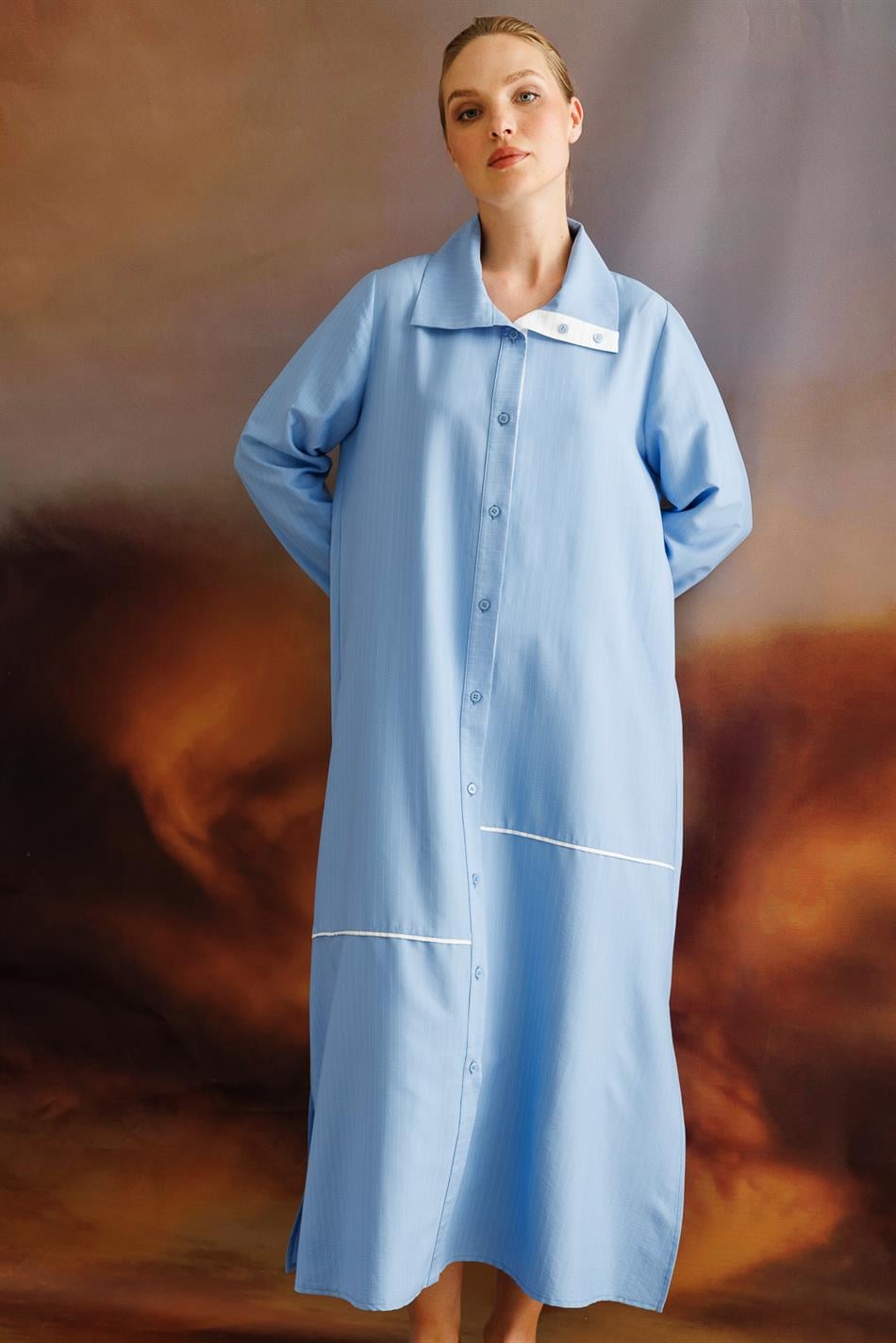 Jurk met strepen, sportief design, gemaakt van fijn geweven stof - cape-blauw