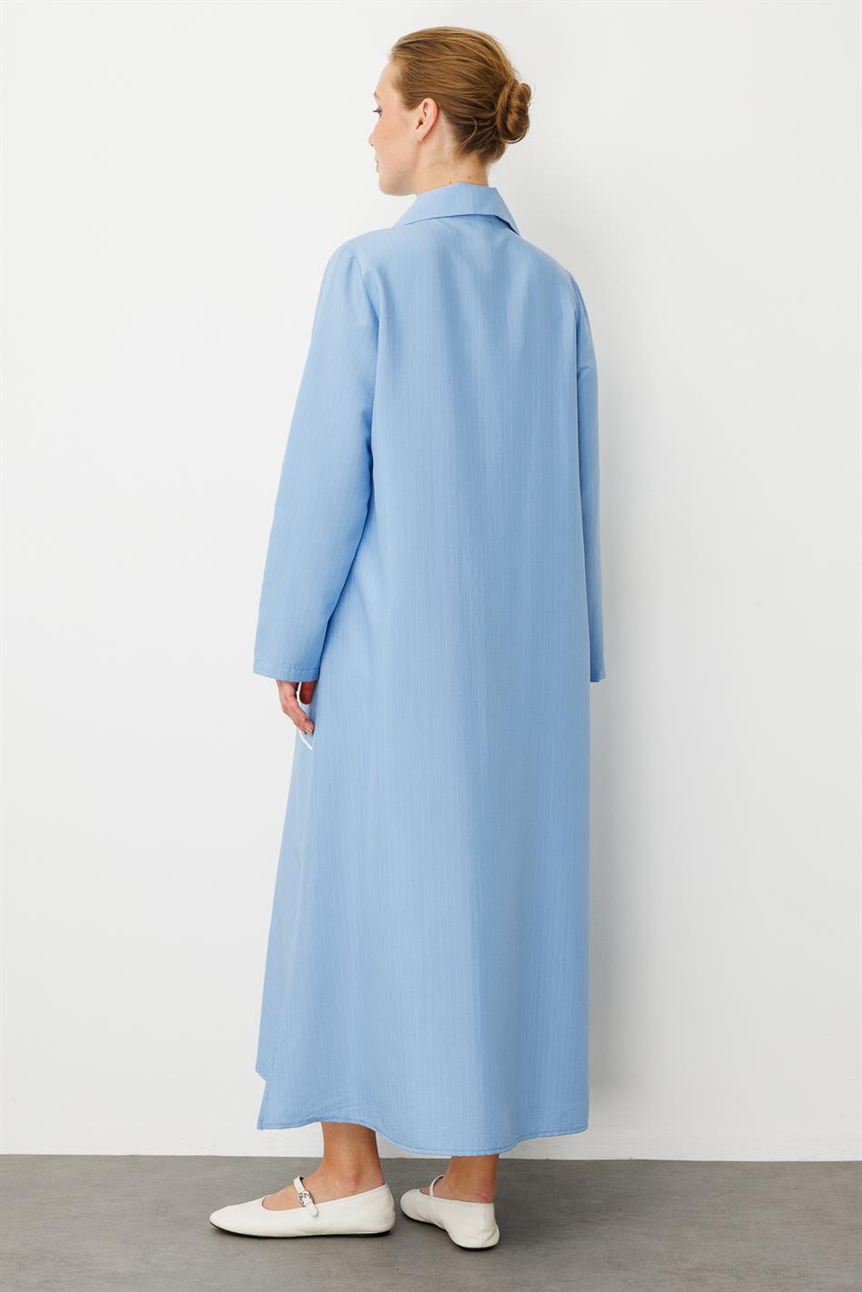 Jurk met strepen, sportief design, gemaakt van fijn geweven stof - cape-blauw