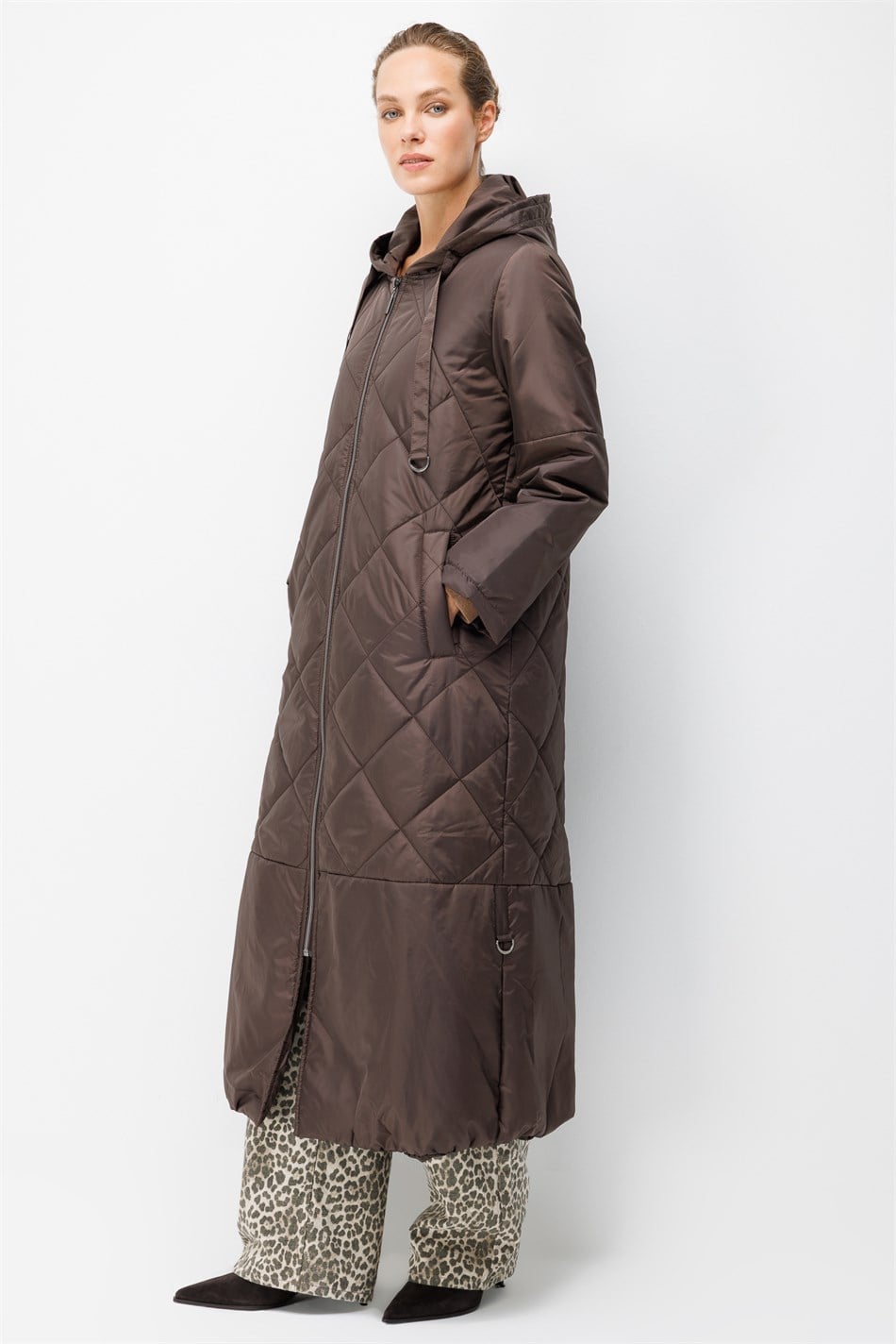 Classic Extra Soft Dolgulu Tam Boy Kaban Manto-Kahve