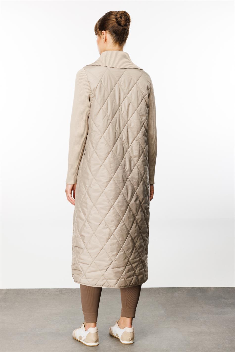 Classy Triko Yaka ve Kol Detaylı Hafif Herdaim Şık Görünmezi Sağlıcak Kalite Fiyat Ürünü Manto Kaban-Taş