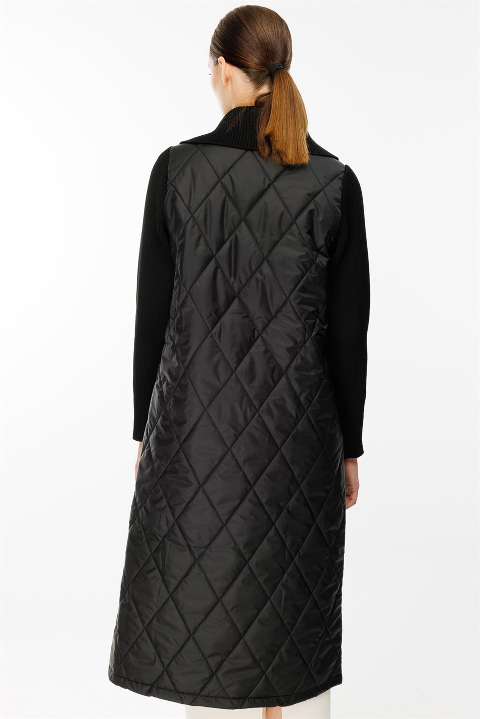 Yaxalıq və qol detalları ilə zərif trikotaj palto, yüngül, həmişə dəbli, əla qiymətə keyfiyyətli - qara