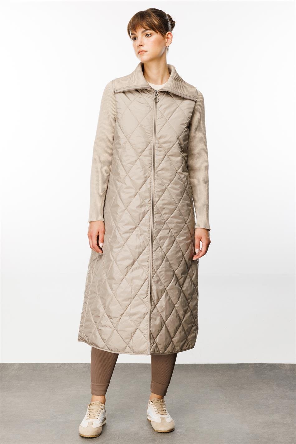 Classy Triko Yaka ve Kol Detaylı Hafif Herdaim Şık Görünmezi Sağlıcak Kalite Fiyat Ürünü Manto Kaban-Taş