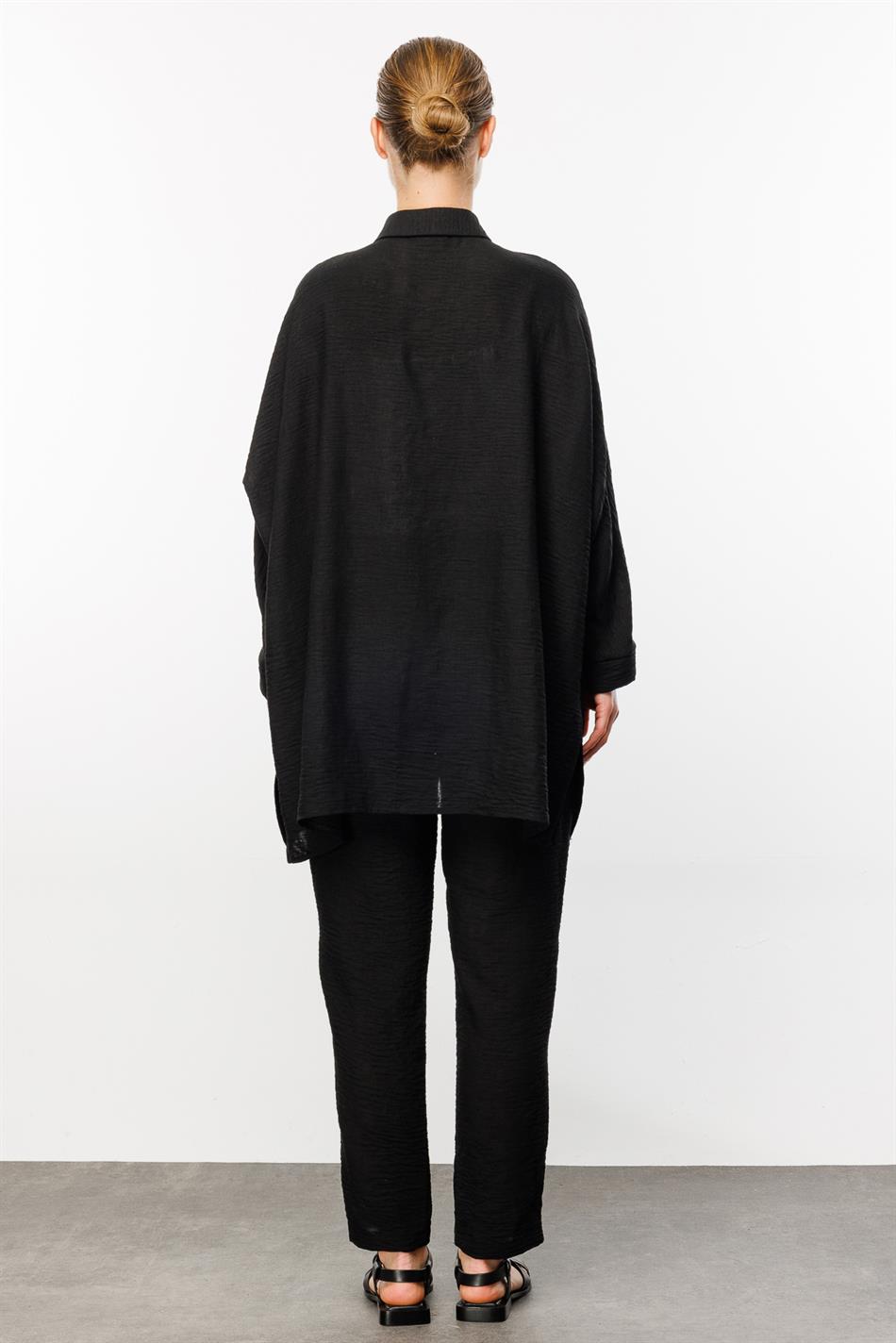 Bequemen, Gewebten Leinen-Hosen Sport Anzug-Black