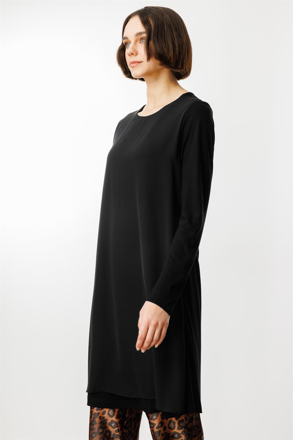 Chiffon-Hosen-Set mit Leopardenmuster, mittellang, einfarbig vorne - LEOPARD