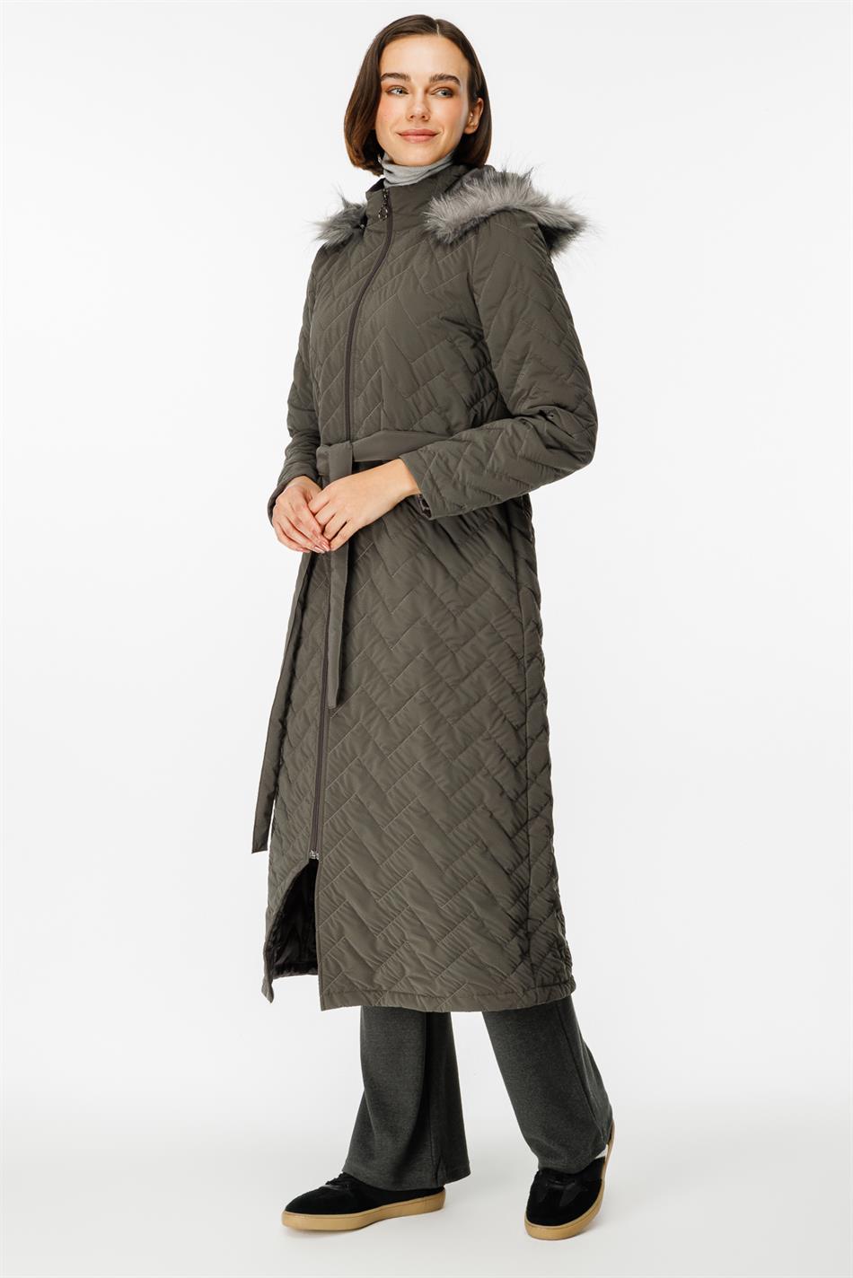 Elele Special Quilted Padded Fabric Sporty and Timeless Coat/Jacket - Smoke Grey (Anthracite)