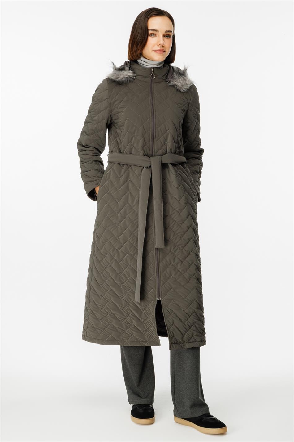Elele Special Quilted Padded Fabric Sporty and Timeless Coat/Jacket - Smoke Grey (Anthracite)