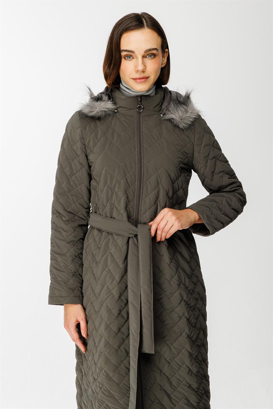 Elele Special Quilted Padded Fabric Sporty and Timeless Coat/Jacket - Smoke Grey (Anthracite)