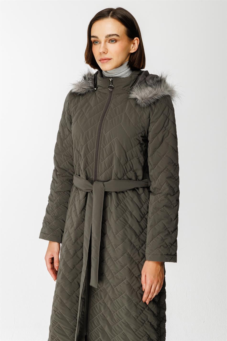 Elele Special Quilted Padded Fabric Sporty and Timeless Coat/Jacket - Smoke Grey (Anthracite)
