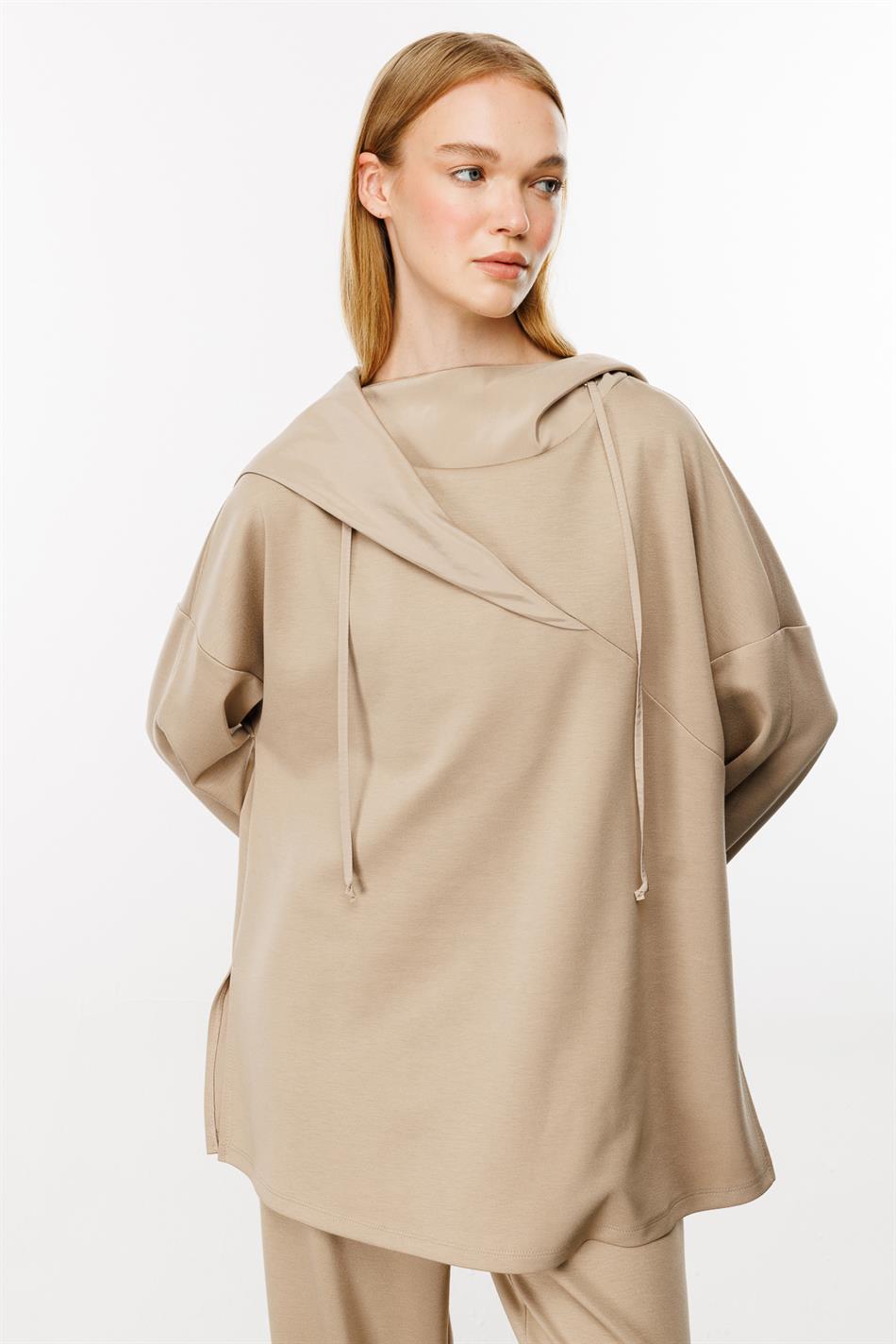 Endy Tafta Garnili Pantalon Üst Kombin Örme Pantolonlu Takım-Taş