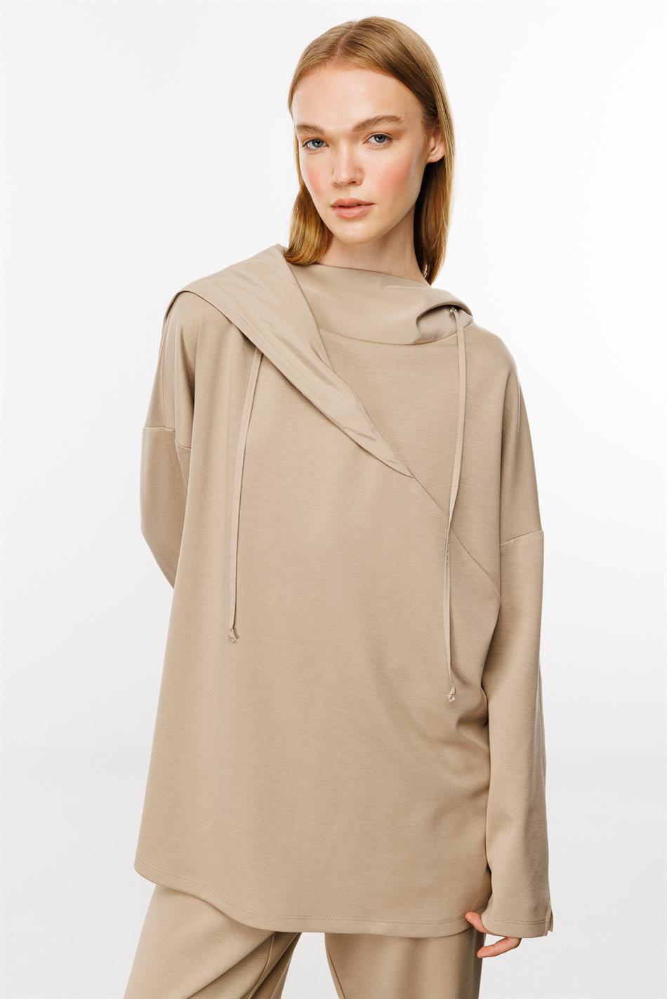 Endy Tafta Garnili Pantalon Üst Kombin Örme Pantolonlu Takım-Taş