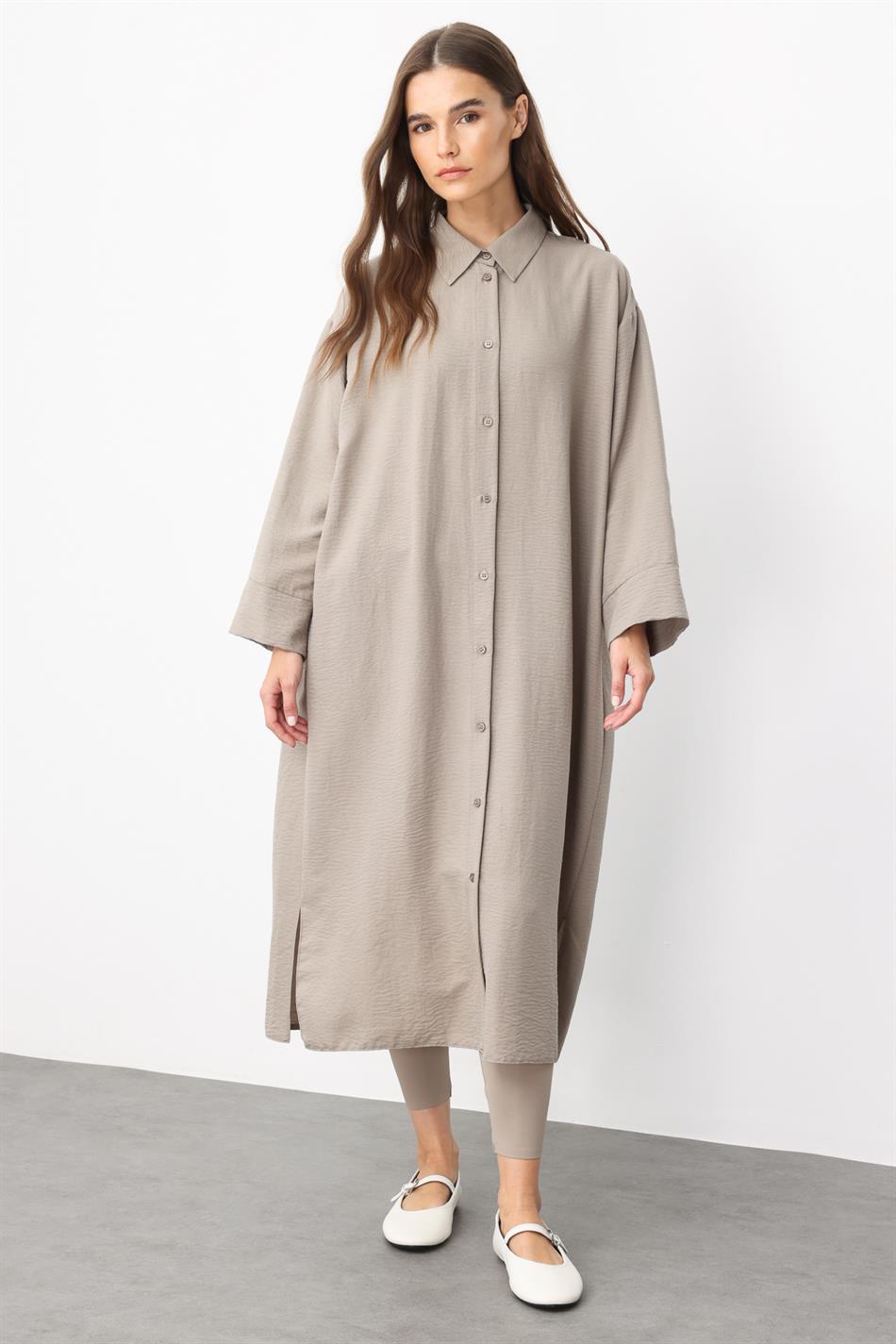 Bütün İpək Parça Rahat və Yüngül Zamansız İdman Paltosu - R - MINK