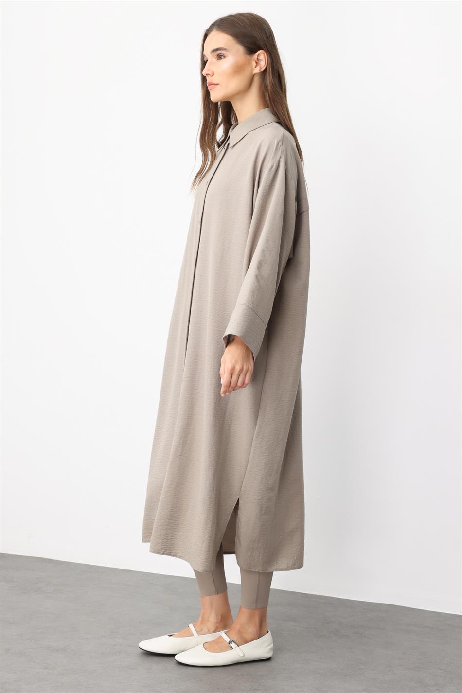 Bütün İpək Parça Rahat və Yüngül Zamansız İdman Paltosu - R - MINK