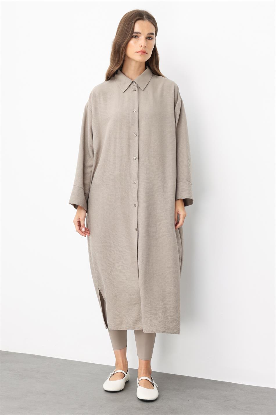 Bütün İpək Parça Rahat və Yüngül Zamansız İdman Paltosu - R - MINK