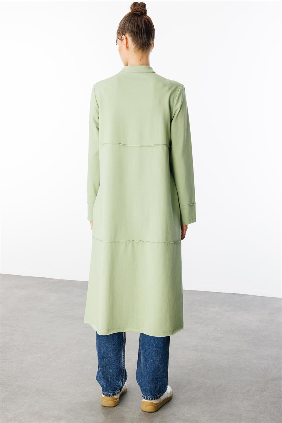 Sportjacke/Abaya aus reinem Baumwollmischgewebe, Feinstrick – Grün