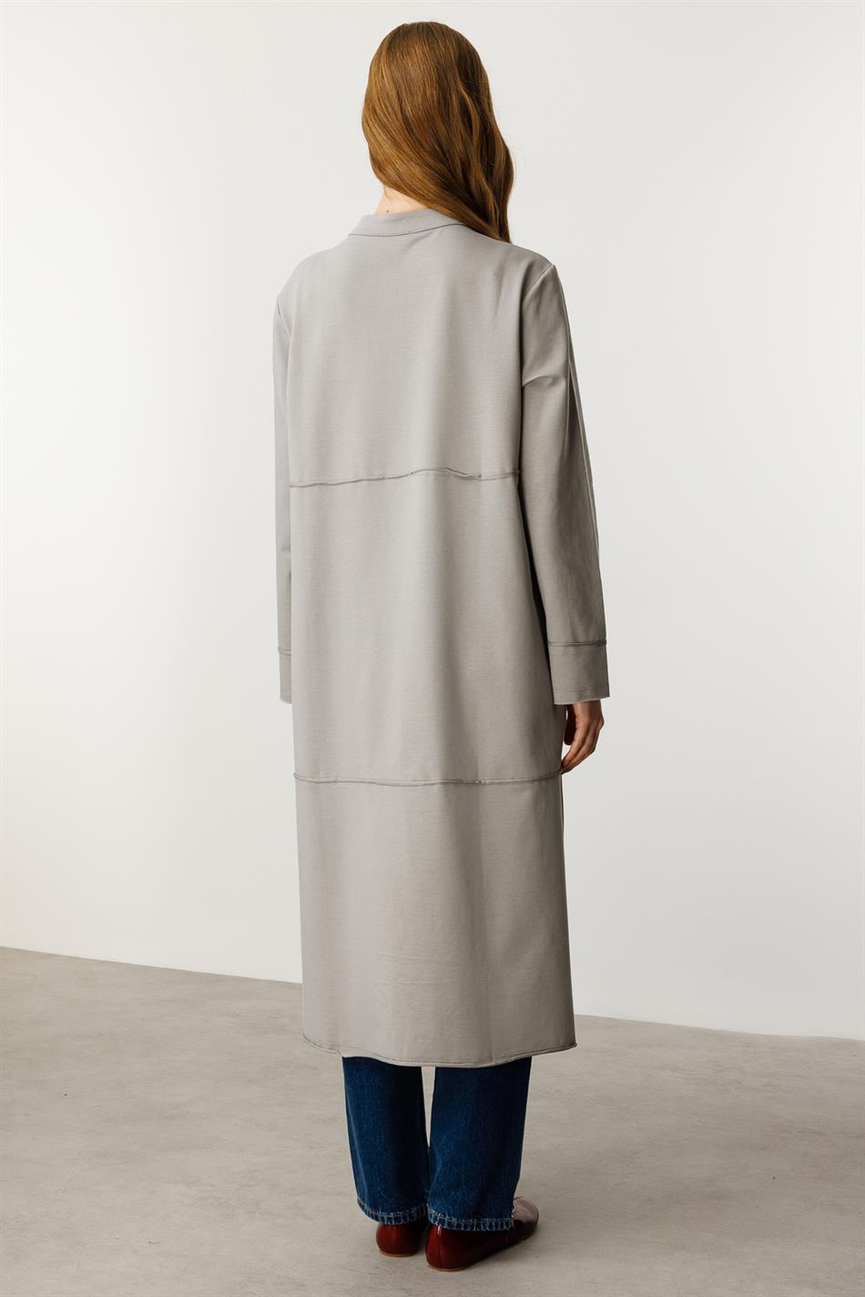 Sportjas/abaya van fijn gebreide katoenmix - Grijs