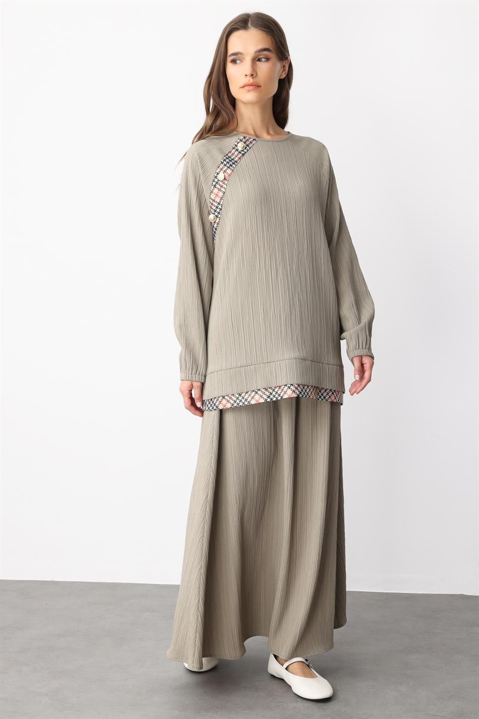 Elegante rokset met garni-details en een bijzonder geweven ontwerp - Nerts